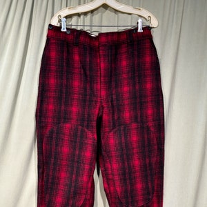 Warm Original Vintage Men's Woolrich Red Plaid Wool Hunting Pants