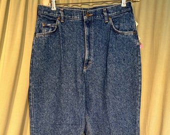 Deadstock Vintage 80s 90s Lee Pepper Wash Blue Denim Jeans High Waist Tapered Leg Misses' Size 16 M Waist 32 Inseam 31
