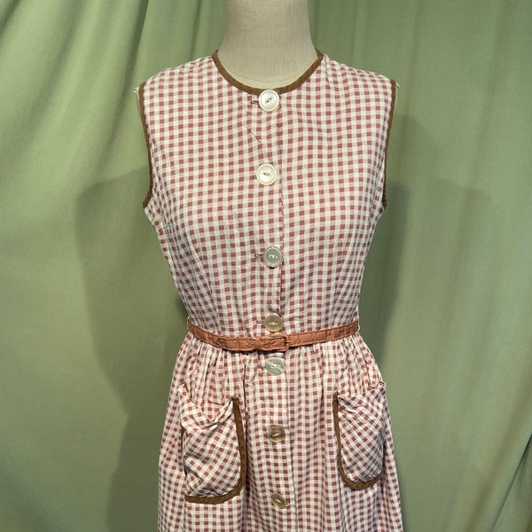 Gingerbread Gingham Midi Dress Brown