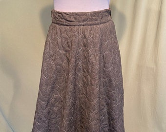 Classic Original Vintage 50s Doris Dodson Charcoal Gray Quilted & Lined Cotton Full Circle Skirt Orange Satin Lining Waist 26"
