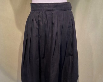 Classic Original Vintage Mid Century Black Cotton Box Pleat Circle Skirt Waist 28" Length 24"
