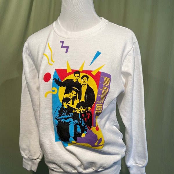 Original Vintage 1990 New Kids On The Block Magic Summer Tour Sweatshirt Junior's Size L Bust 36