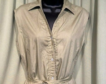 Lindo Original Vintage 80s Olive Green Cotton Blend Shorts Romper Busto 38 Caderas 39 Inseam 3-1/4 Muestra reparaciones antiguas