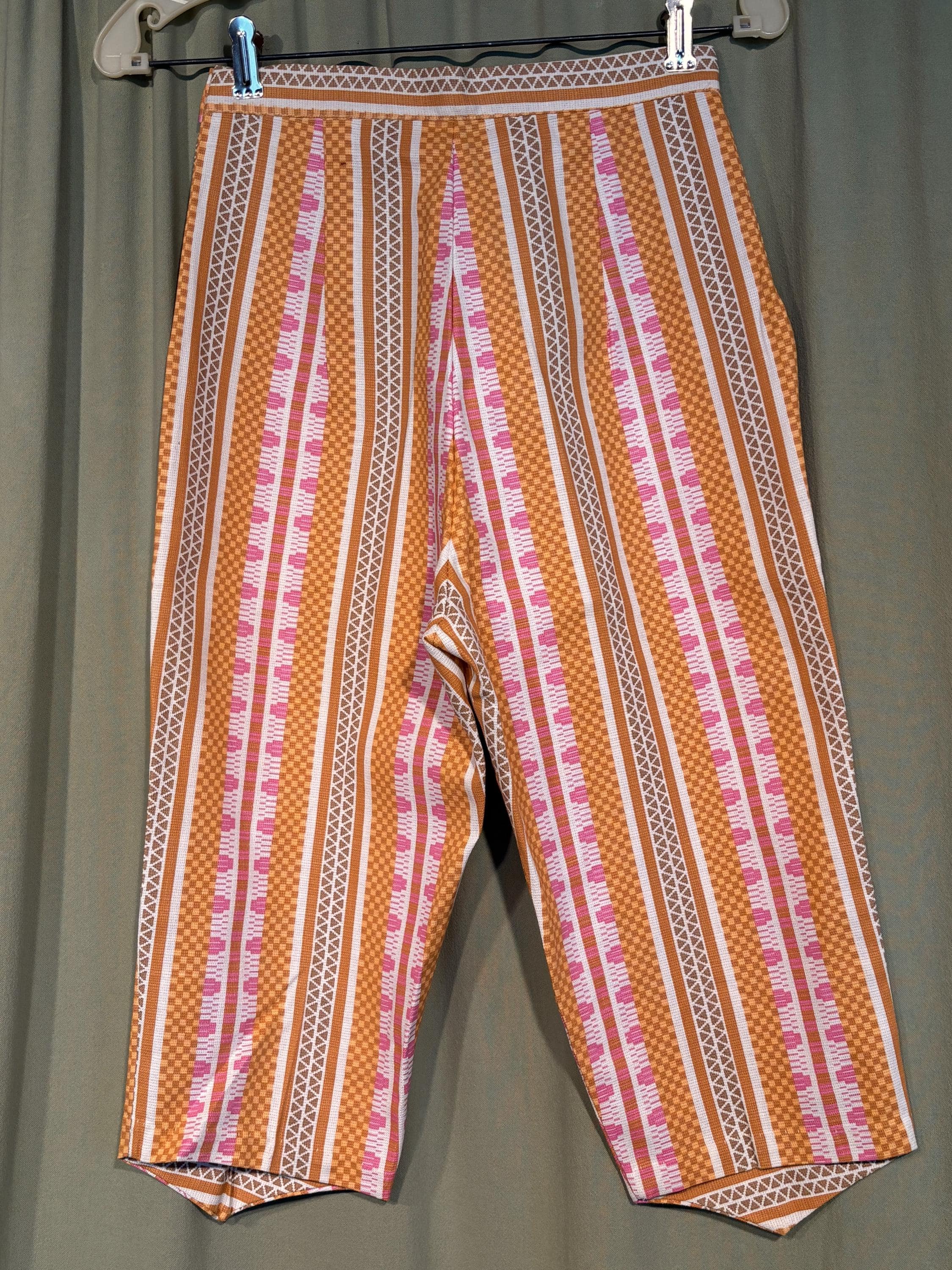 Fun Original Vintage Deadstock W Tag Orange and Pink Funky Striped