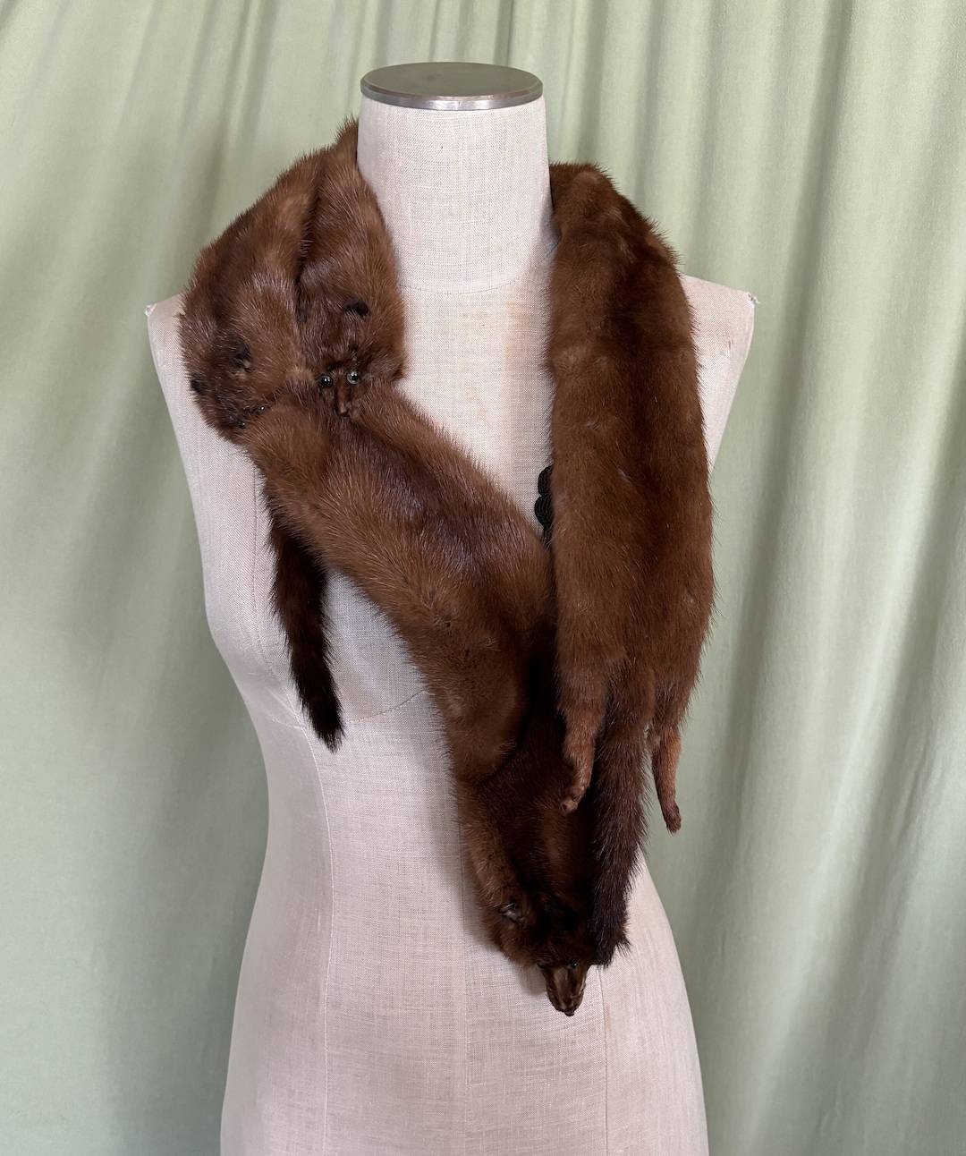 Funky Original Vintage Mid Century Long Brown 4 Pelt Mink Fur