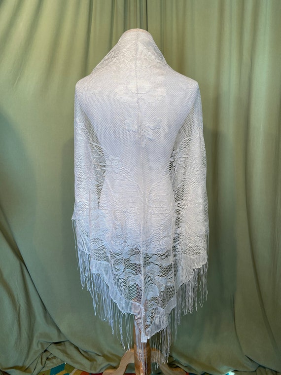 Lovely Original Vintage 70s 80s White Nylon Lace M