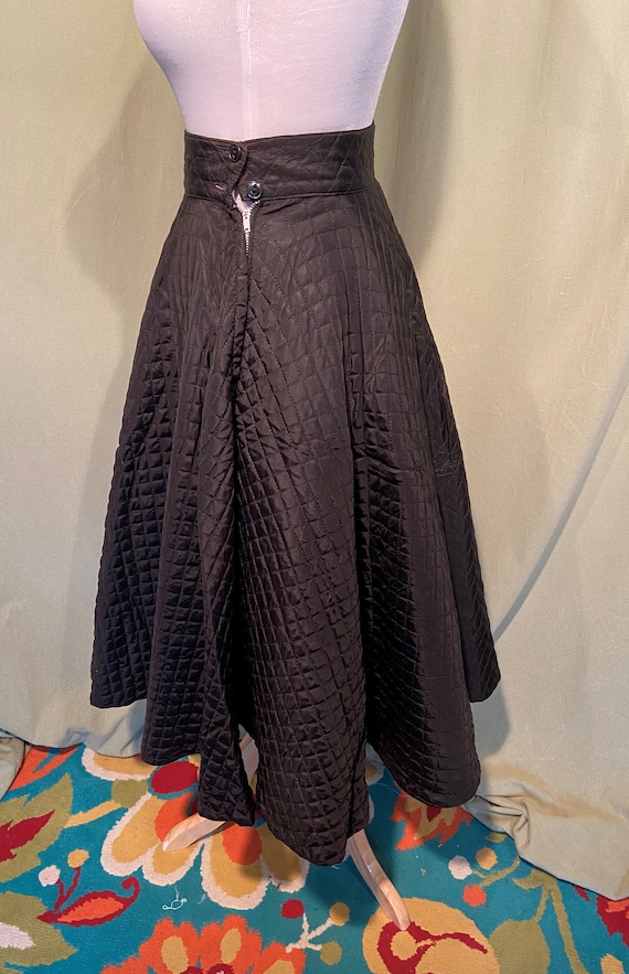 Classic Original Vintage 50s Black Quilted Satin … - image 3