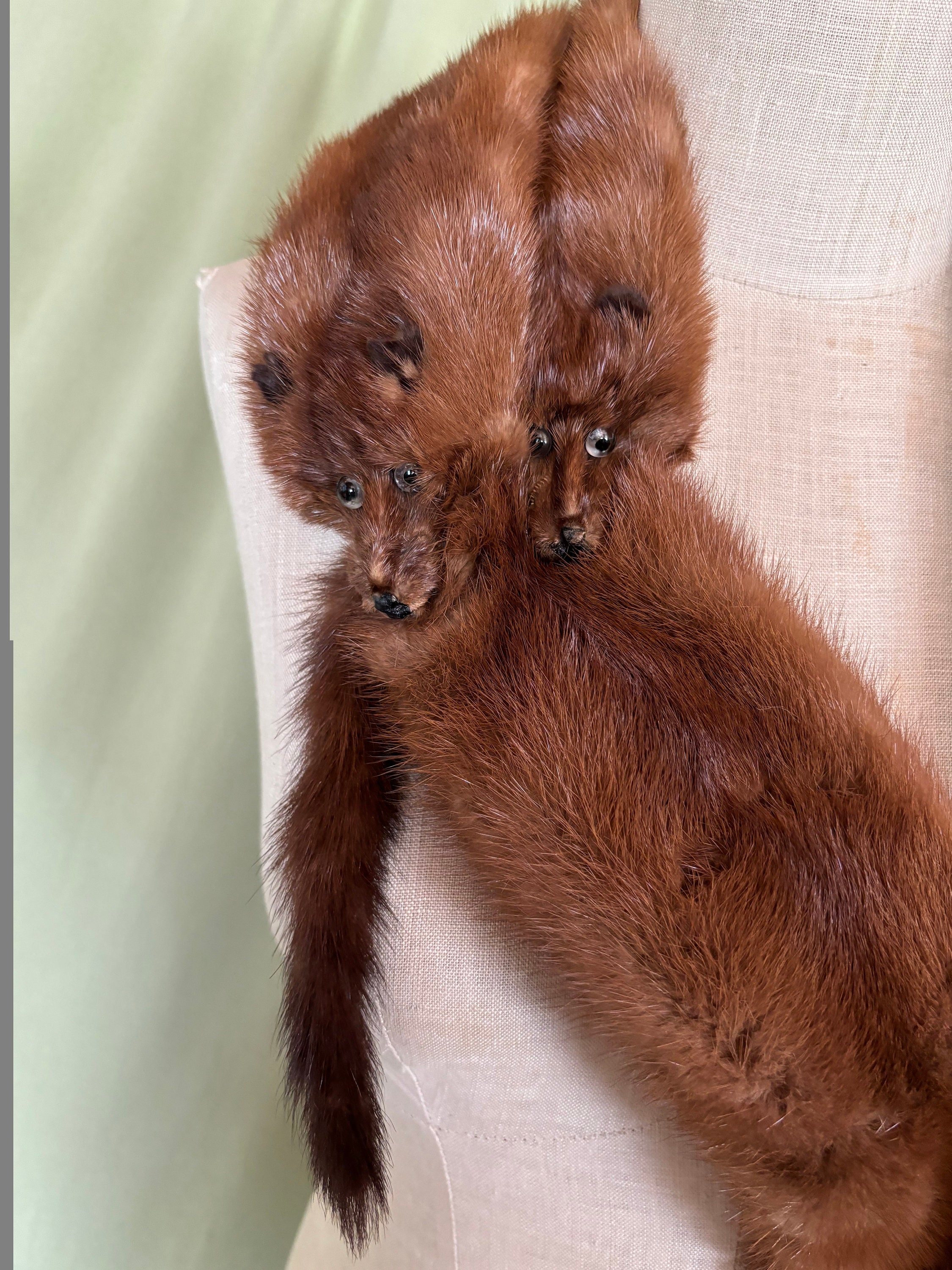 Funky Original Vintage Mid Century Long Brown 4 Pelt Mink
