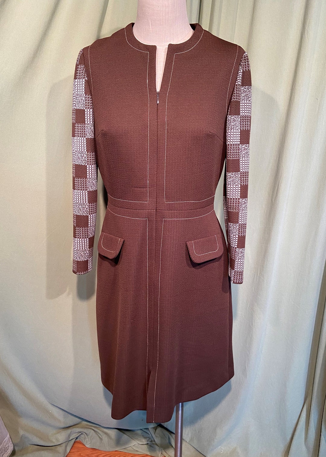 Chic Original Vintage 70s Kay Windsor Brown Poly Long Sleeve - Etsy