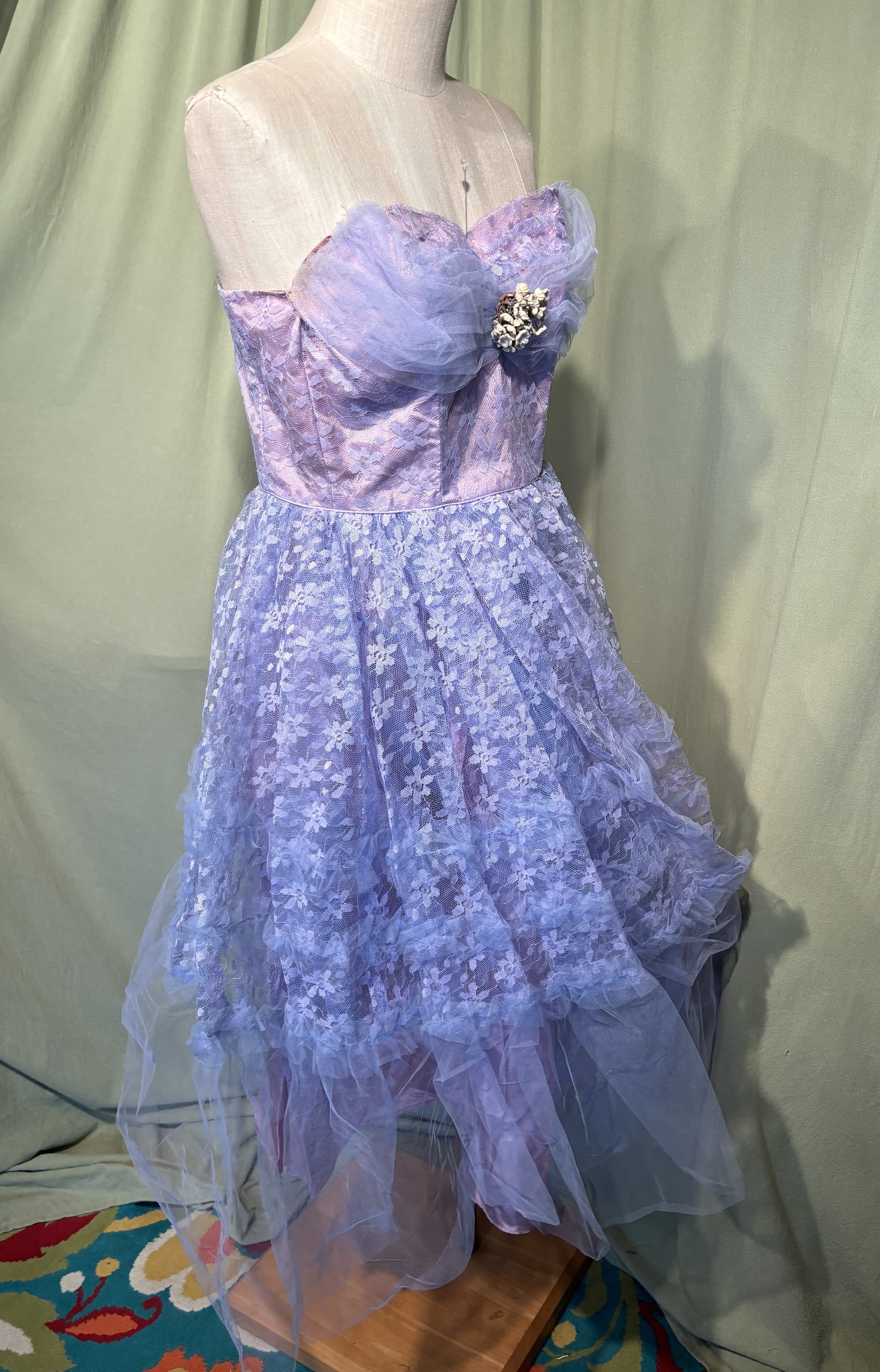 purple 50s dress 1960s Purple Floral Shirtwaist Dress