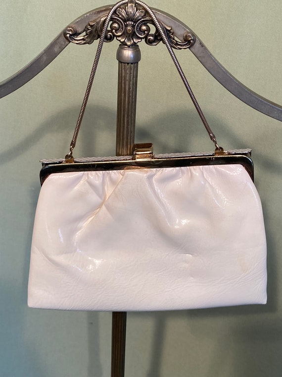 Sweet Original Vintage Ande' White Viny Handbag C… - image 3