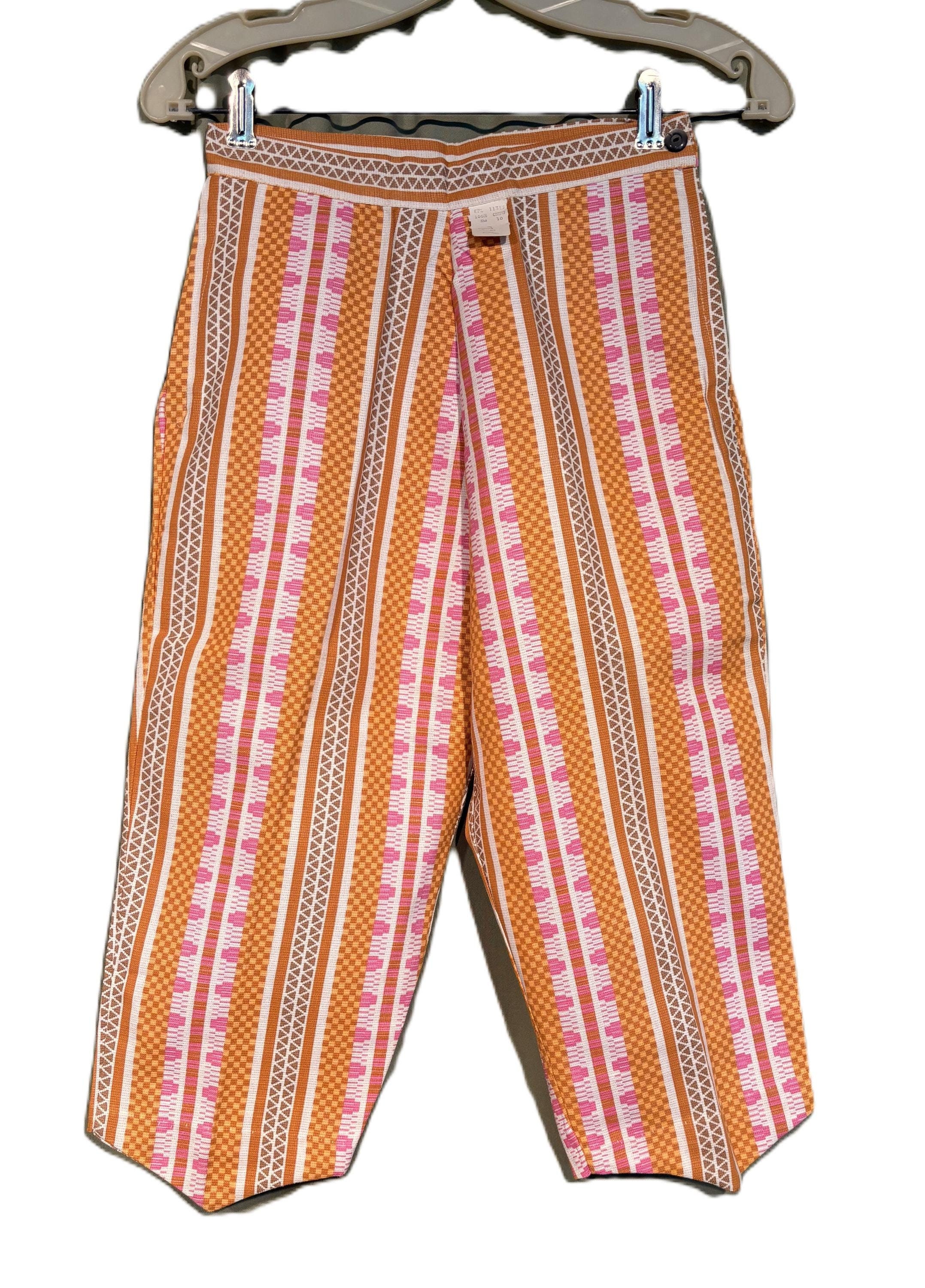 Fun Original Vintage Deadstock W Tag Orange and Pink Funky Striped