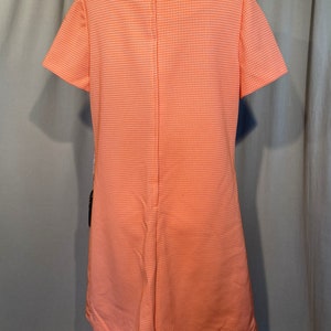 Deadstock NWT Original Vintage 70s L'Iglon Orange & Cream Tweed Check Polyester Short Sleeve Shift Dress Tag Size 20 Bust 42 Waist 42 image 6