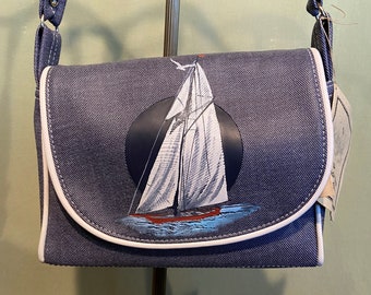 Deadstock New with Tags Original Vintage The Florida Keys Handbag Shoulder Bag w Sailboat