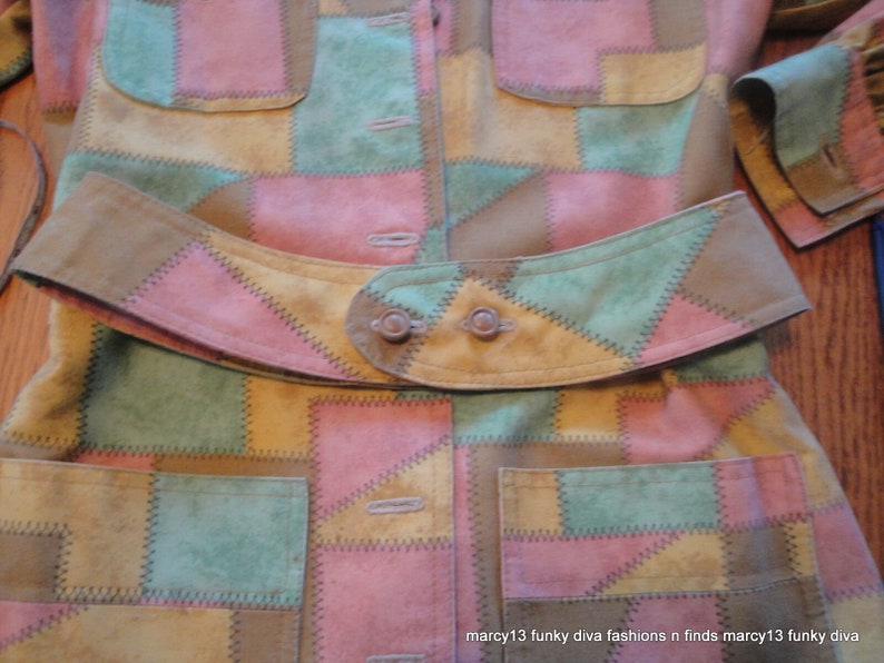 Fun Original Vintage 70s Patchwork Print Cotton Safari Jacket /& Wrap Skirt Suit Bust 34 Waist 24 Teeny Spots