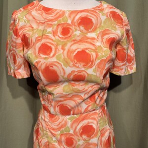 Vintage 60s/70s Homemade Yellow & Orange Floral Short Sleeve Shift Dress