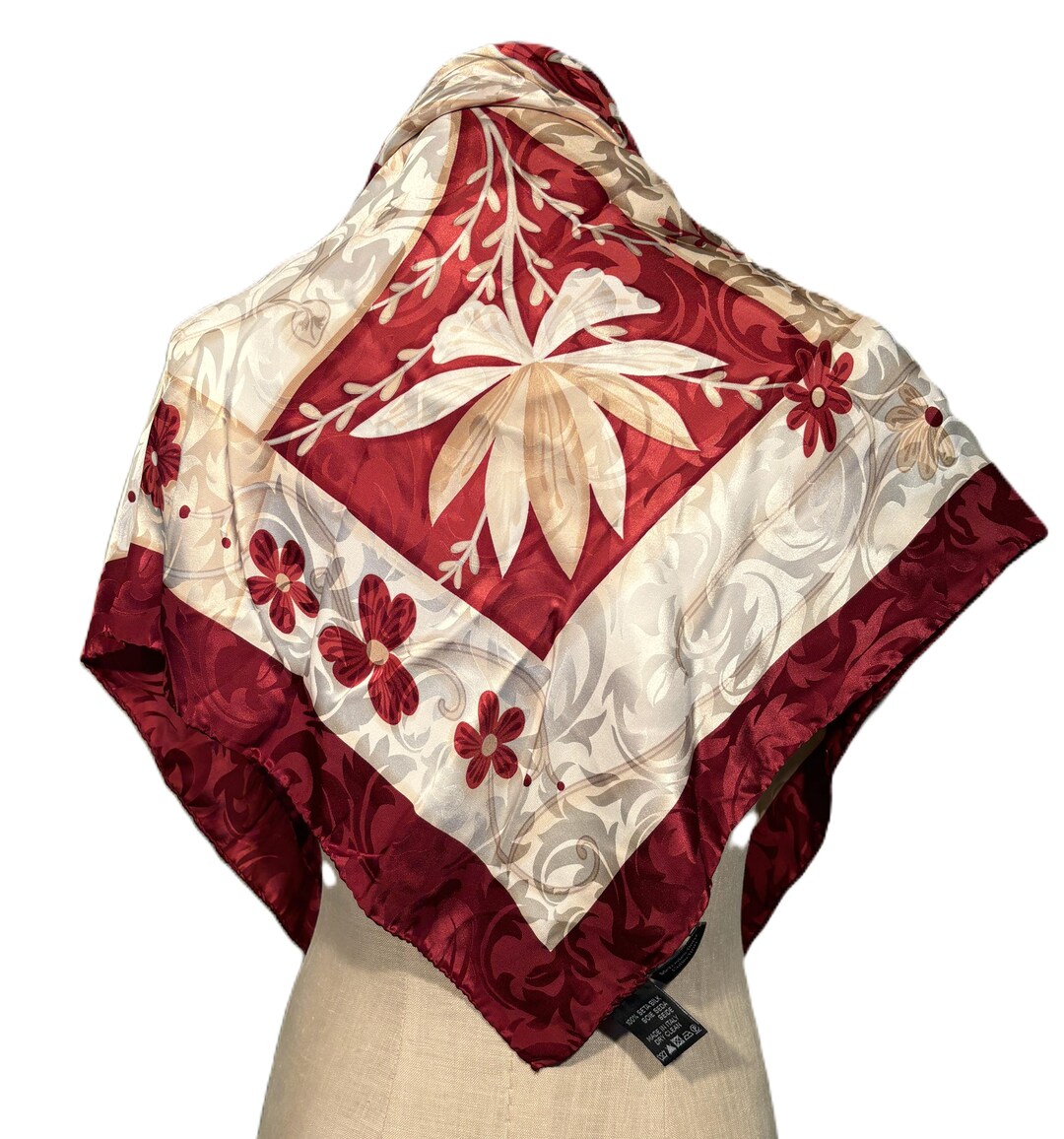 Original Vintage Mercedes-benz Collection Silk Scarf Merlot & Champagne ...
