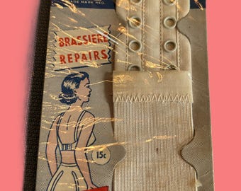 Deadstock New in Package Original Vintage Mid Century Vanity Fair Cotton & Elastic Replacement Fastener for Bra Repair