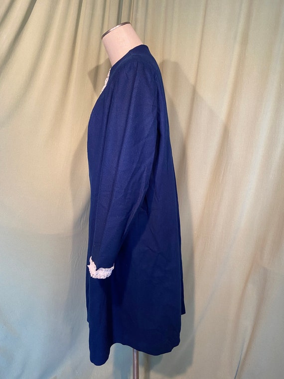 Sweet Original Vintage 60s Home Sewn Blue Wool Bl… - image 3