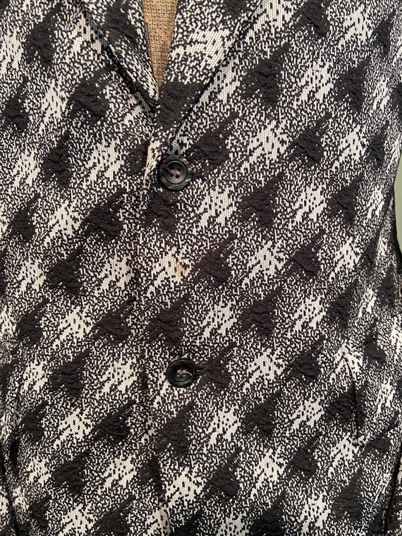Funky Original Vintage 60s Black & White Polyester Abstract