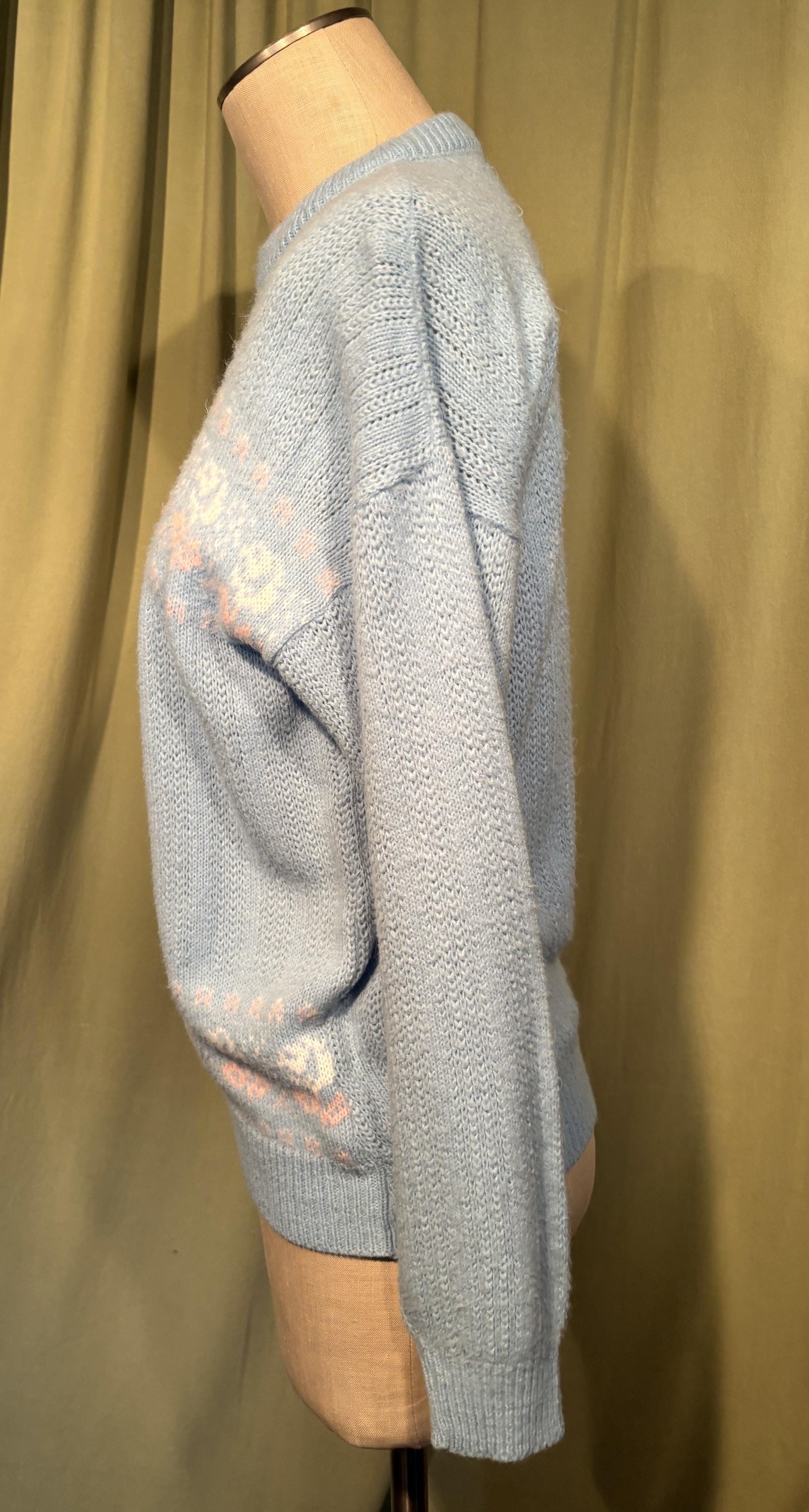 Sweet Original Vintage 80s Jamenits Blue Acrylic Long Sleeve Crew