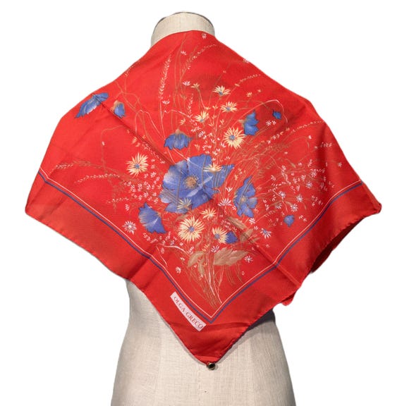 Vintage OLGA GRECO Scarves Two Scarves Blue Floral Green Österreich