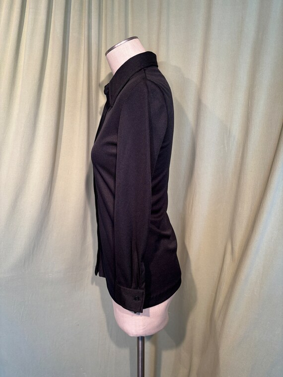 Sweet Original Vintage 70s Black Poly Long Sleeve… - image 3