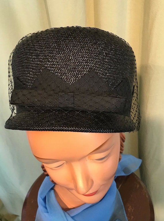 Chic Original Vintage Mid Century Black Straw Tal… - image 2