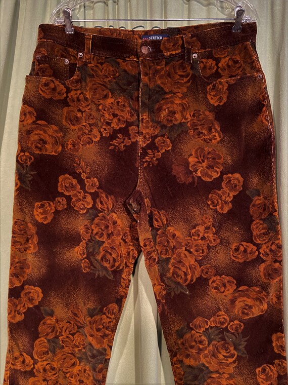 Fun Vintage 80s Bill Blass Shades of Brown Floral… - image 2