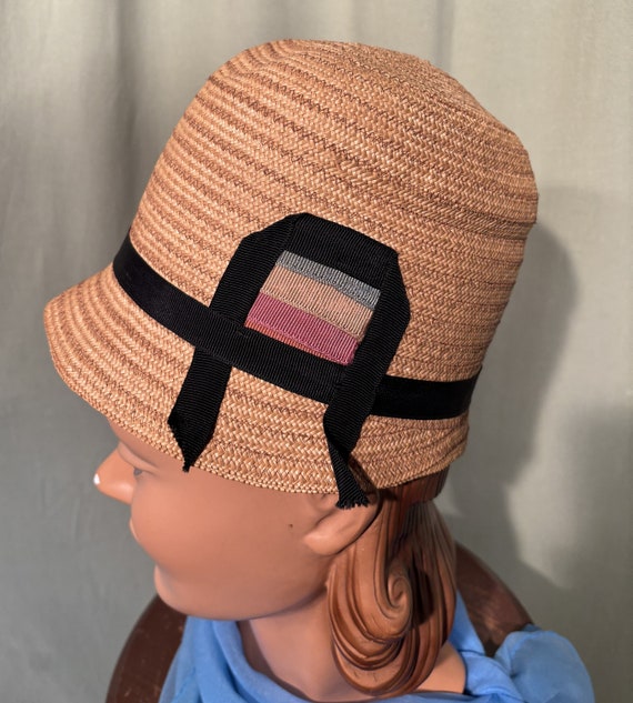 Sweet Original Vintage Flapper 20s 30s Natural Straw Cloche  display picture 1