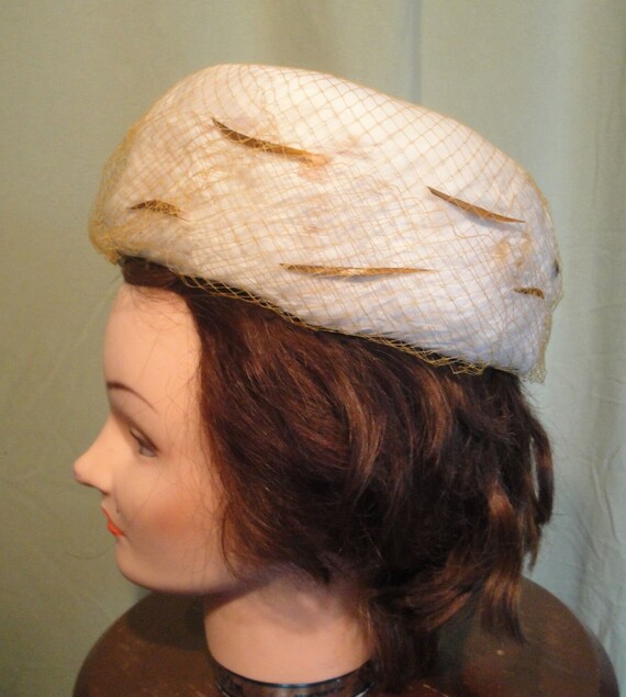 Chic Original Vintage Mid Century Cream & Brown F… - image 3