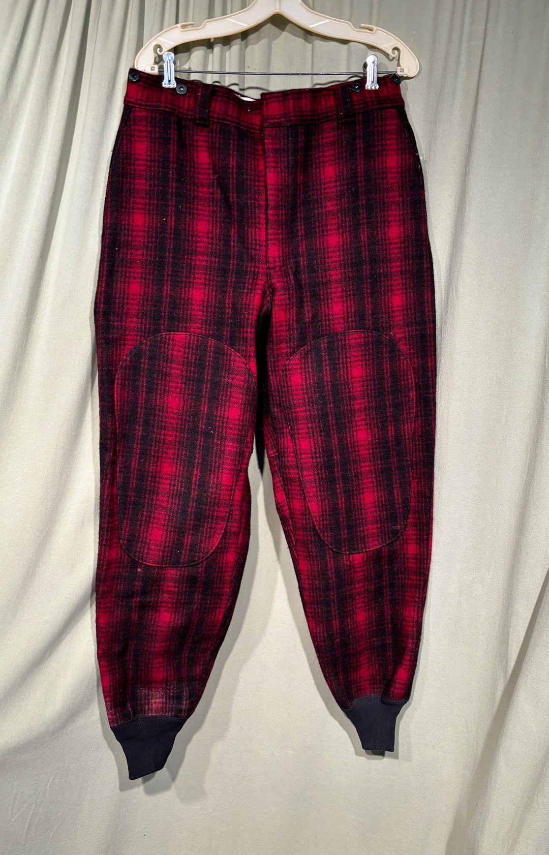 メーカー直売所 Warm Original Vintage Men's Woolrich Red Plaid Wool Hunting パンツ