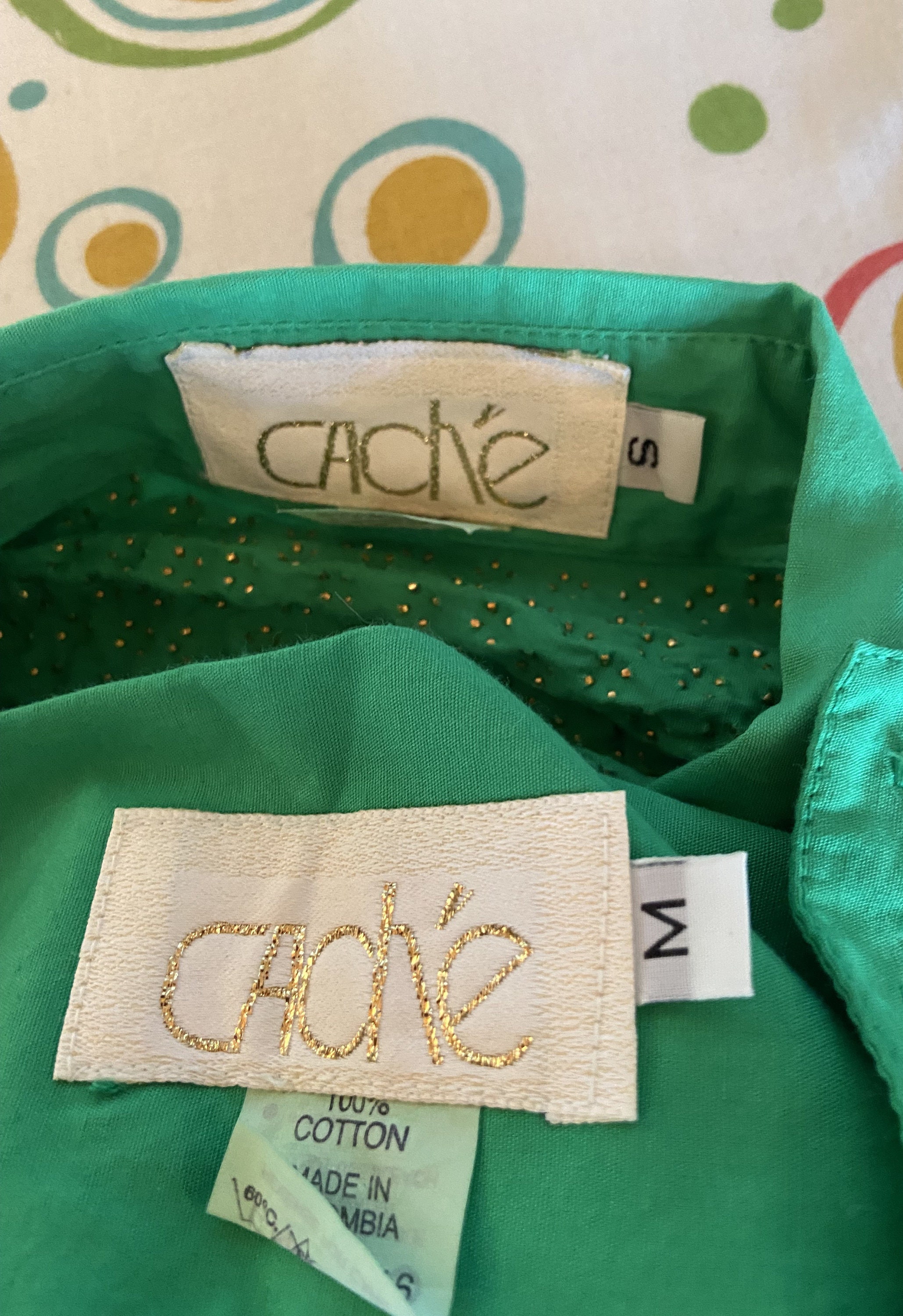 Funky Original Vintage 80s Cache' 2 Pc Bright Green Flat