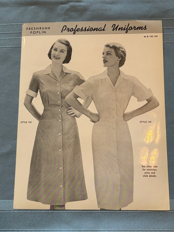 Original Vintage 1951 C D Company Fashion Flyer Page Professional Uniform Dresses W Fabric Swatches 11 by 8 1 2 Great for Framing Etsy Norway