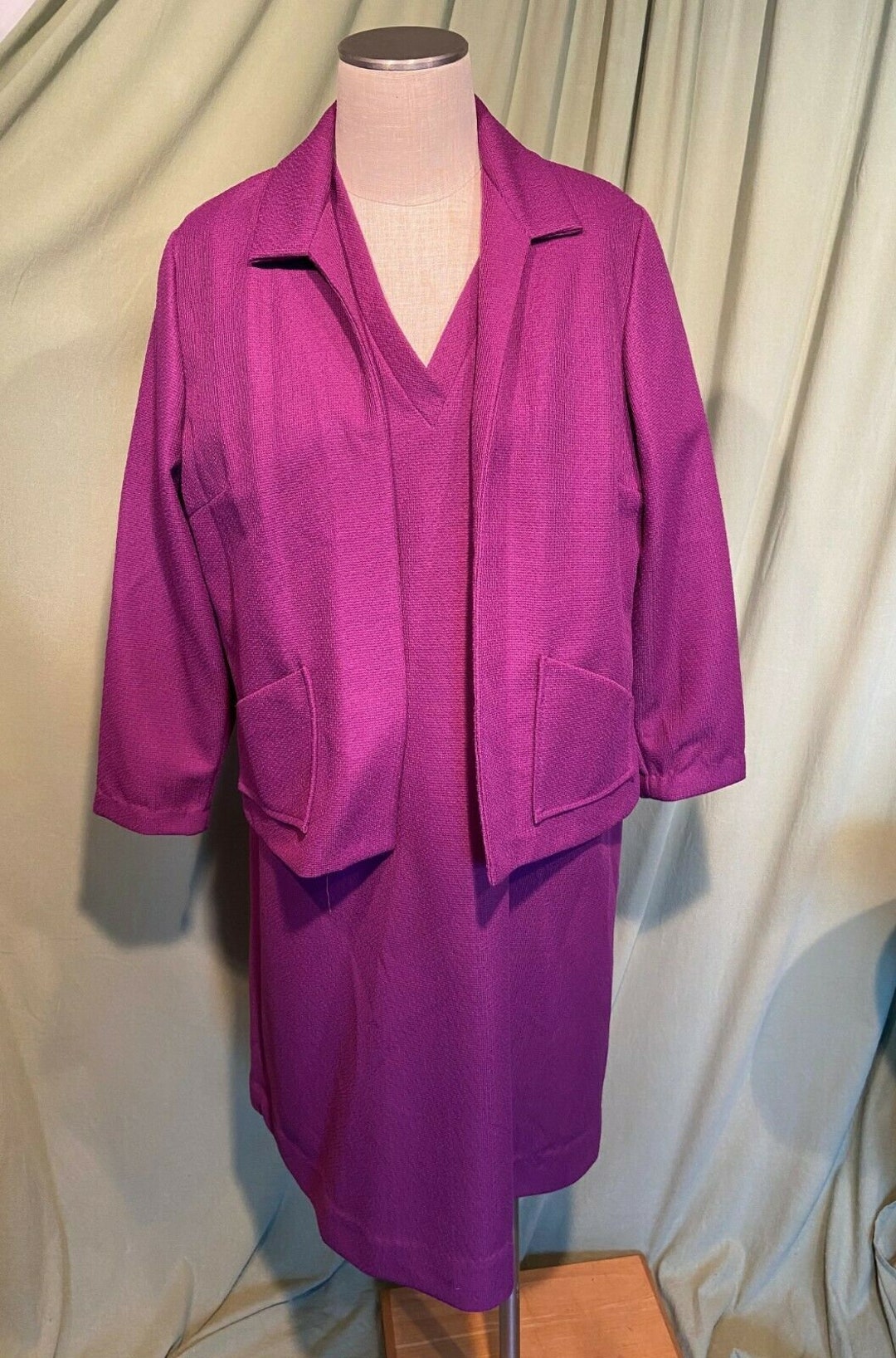 Nice Original Vintage 70s Polyester Eggplant Purple Short Sleeve Shift ...