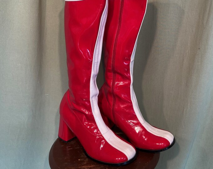 Vintage Inspired Red & White Vinyl Go Go Boots From Reading Fightin ...