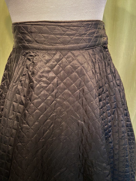 Classic Original Vintage 50s Black Quilted Satin … - image 2