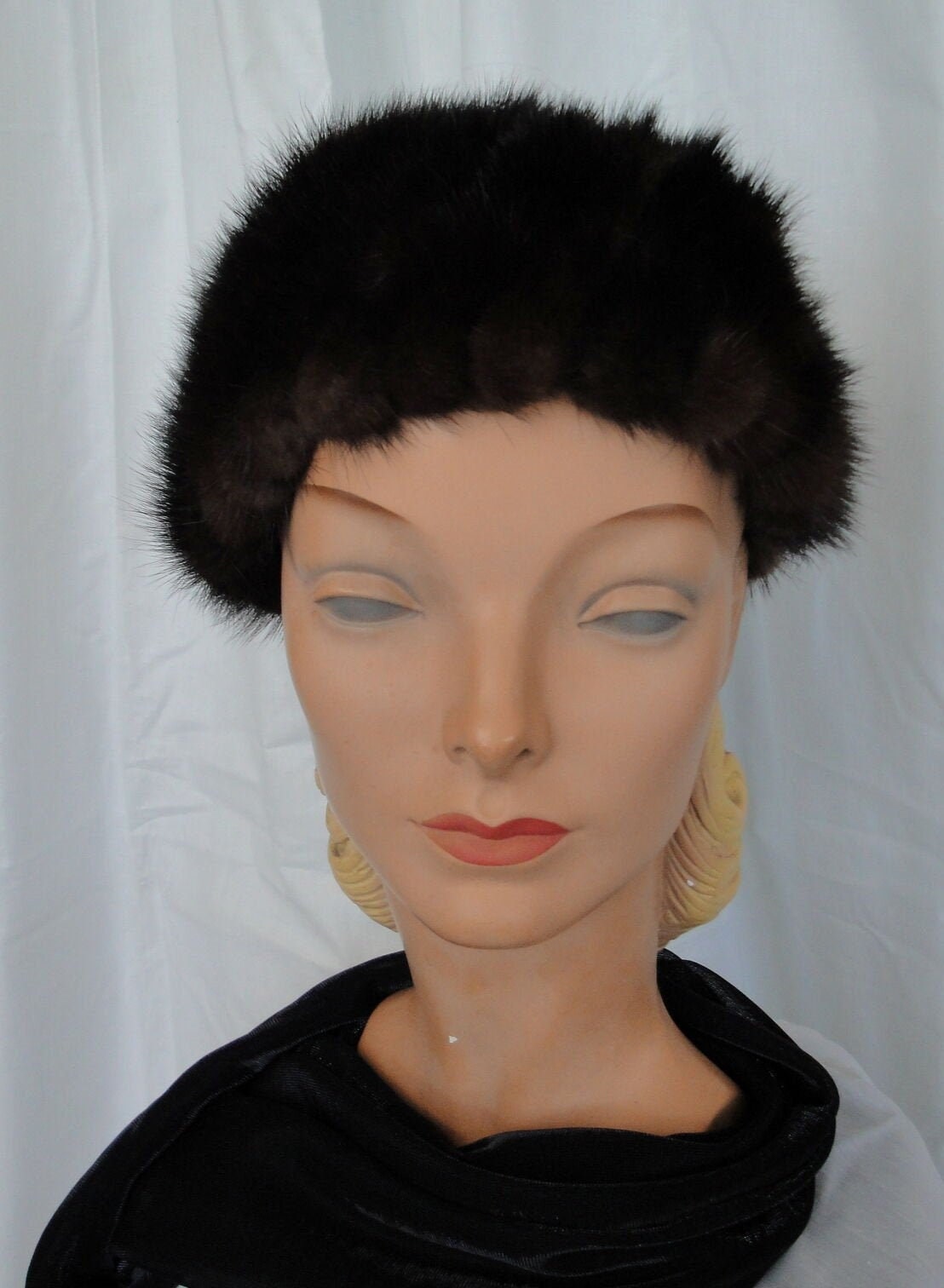 Vintage Lora Brown Beanie Handmade Brown Faux Fur Ushanka Hat, Vintage Cossack Style  main image 4