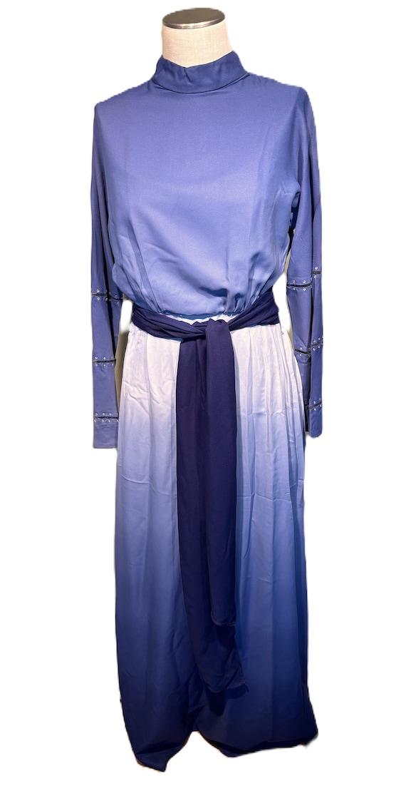 long sleeve blue ombre dress Ombre Dress with Cape-Like Sleeves  Gattinolli by Marwan