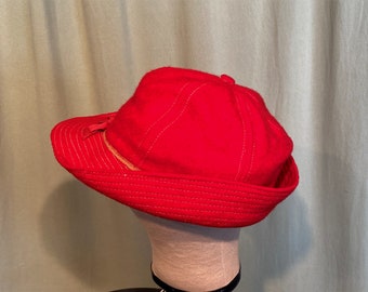 Cool Original vintage Milieu du Siècle Idéal Laine Rouge Hiver Polyvalent Trappeur Outdoorsman Chapeau Taille 7