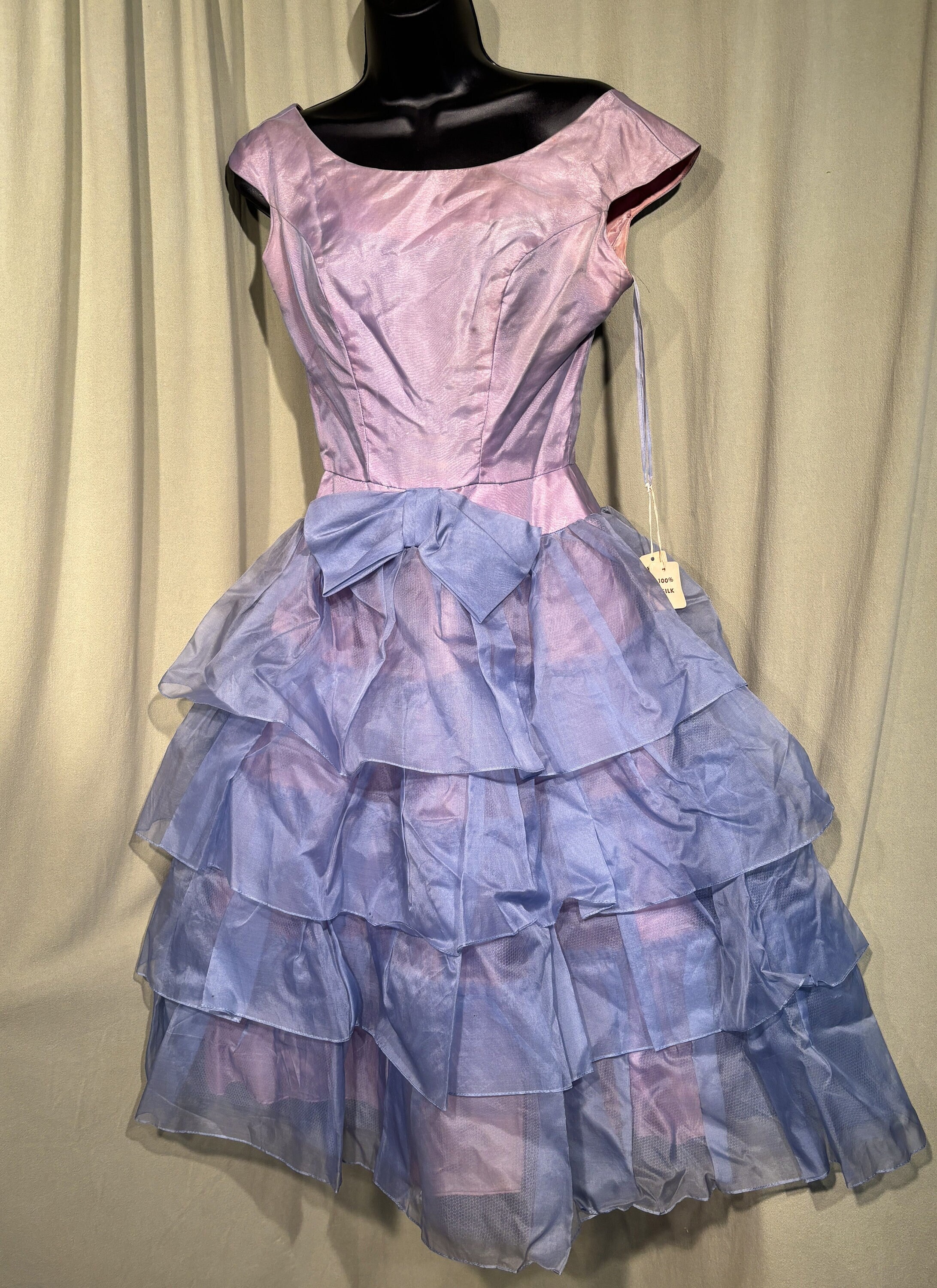 Sweet Original Vintage 50s Deadstock Lavender Wide Neck Formal Dress W ...