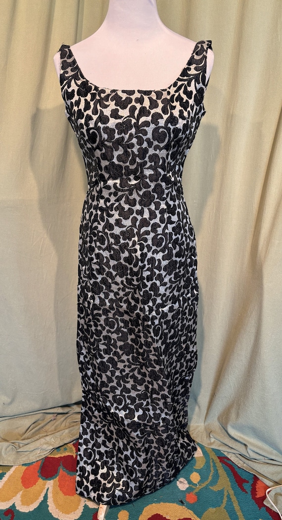 Chic Original Vintage 60s Metallic Silver & Black 