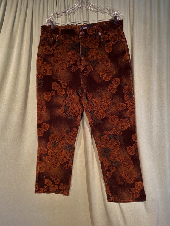 Fun Vintage 80s Bill Blass Shades of Brown Floral… - image 1