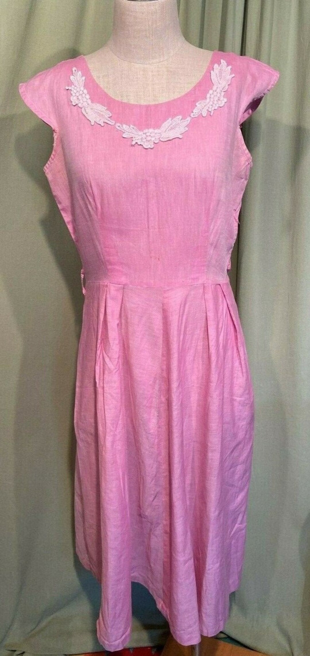 Sweet Original Vintage 40s 50s Rose Pink Cotton Cap Sleeve - Etsy