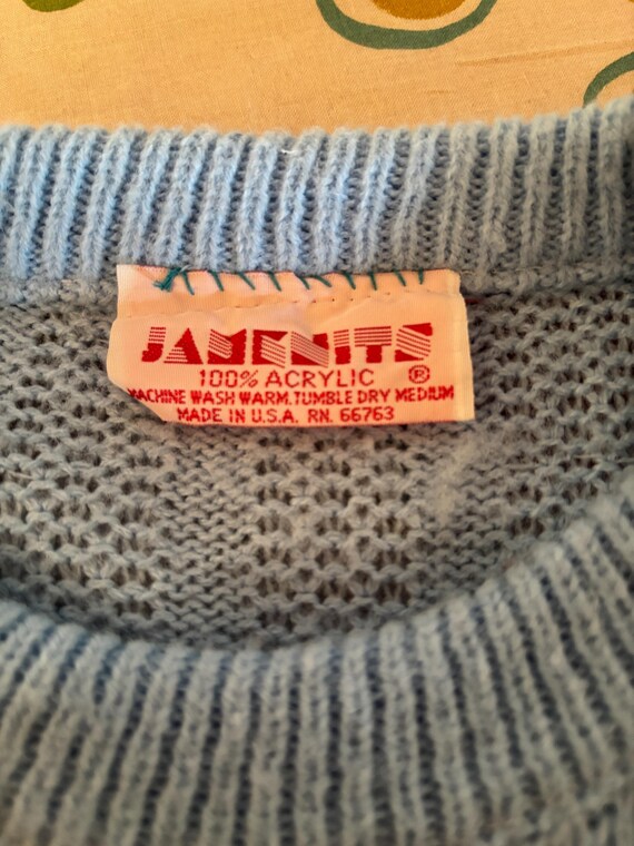 Sweet Original Vintage 80s Jamenits Blue Acrylic Long Sleeve Crew