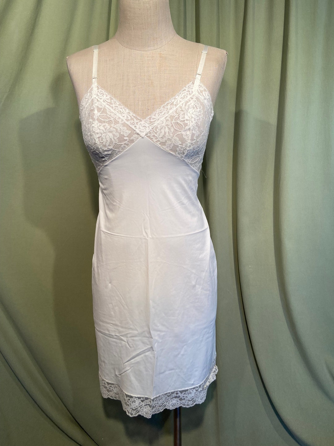 Lovely Original Vintage Mid Century White Nylon Full Slip W - Etsy