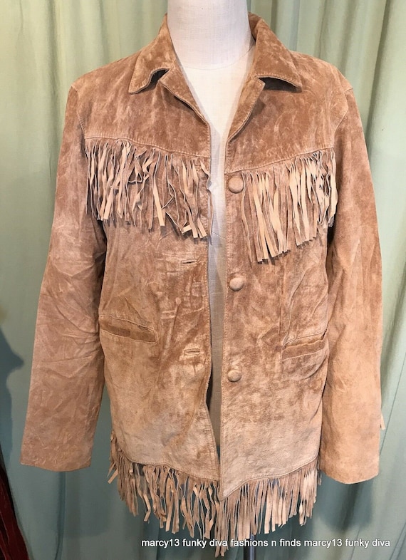 Fun Original Vintage 80s Lightweight Brown Suede … - image 1