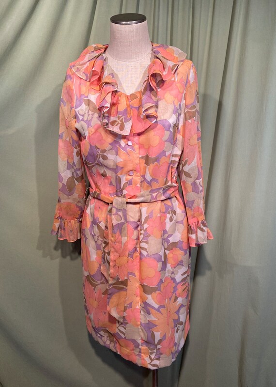 Vintage Pastel Print One Shoulder Dress