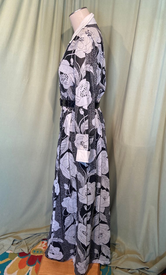 Sweet Original Vintage 70s Black & White Floral L… - image 4