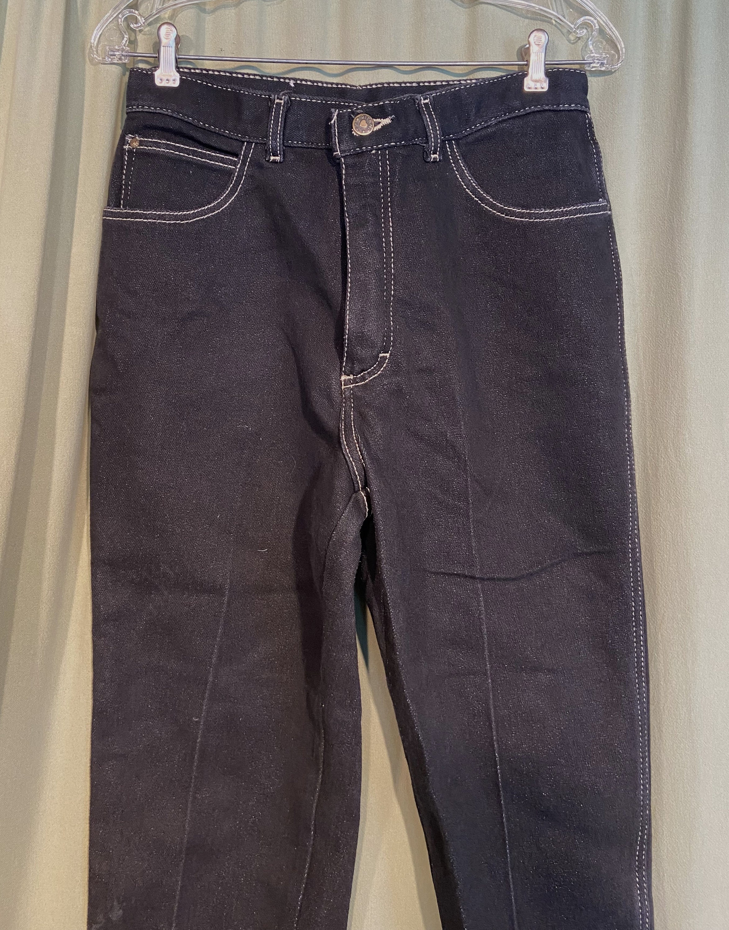 Original Vintage 80s Gitano Black Denim Jeans High Waist Tapered